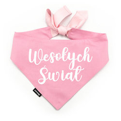 Bandana for Dog Wesołych Świąt Psiakrew, personalized tied handkerchief, pink bandana scarf