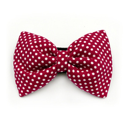 Burgundy Dog Bow Tie with white polka dots, elegant classic Psiakrew bow