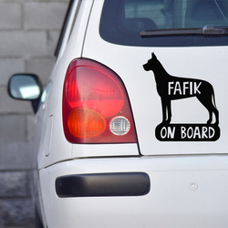 Car sticker with the name of the Great Dane Dog On Board Psiakrew