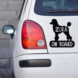 Car sticker with the name of the Poodle Dog On Board Psiakrew