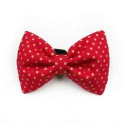 Dog Bow Tie Goldi, gold polka dots