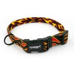 Dog Collar Psiakrew Dog On Fire, 2 cm 0.78"  wide, for smaller dogs, black extras