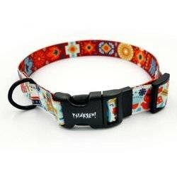 Dog Collar Psiakrew Winter Folk 2.5 cm, 1"  wide, black extras