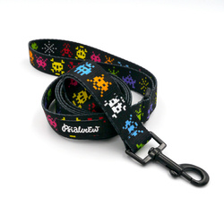 Dog Leash Invaders Psiakrew width 2.5 cm, 1"  wide, black snap hook 6 cm