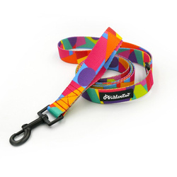 Dog Leash Kaleidoscope Psiakrew width 2.5 cm, 1"  wide, black snap hook 6 cm