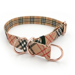 Half-choke collar Dogberry, 3 cm wide, medium and big dogs, pink gold extras