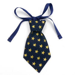 Navy blue Christmas tie with gold stars for a dog Psiakrew