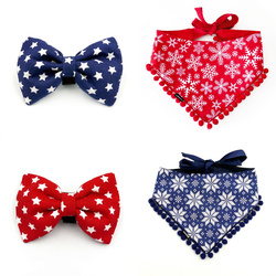 Set of Christmas Accessories Gift for a Dog, bow tie, bandana, Snow Psiakrew