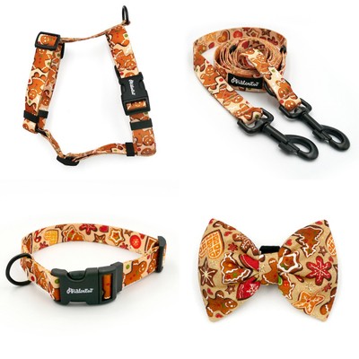 ACCESSORY KIT. Big dog. Cinnamon Gingerbread Psiakrew Series; Collar, Harness, Leash, Bow tie