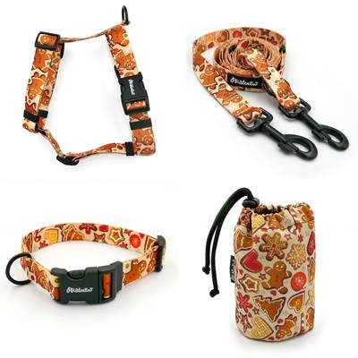 ACCESSORY KIT. Big dog. Cinnamon Gingerbread Psiakrew Series; Collar, Harness, Leash, Sachet for dog treats