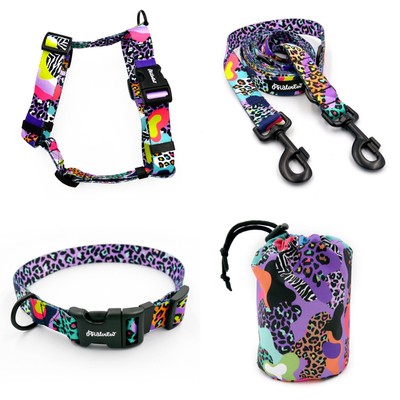 ACCESSORY KIT. Big dog. Crazy Leopard Psiakrew Series; Collar, Harness, Leash, Sachet for dog treats