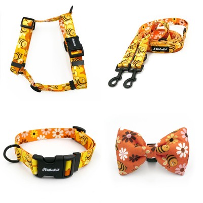 ACCESSORY KIT. Medium dog. Busy Bees Psiakrew Series; Collar, Harness, Leash, bow tie