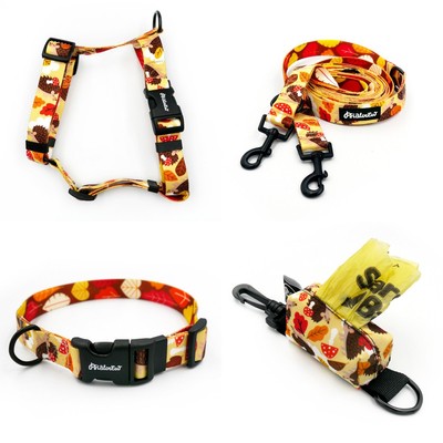 ACCESSORY KIT. Medium dog. Hedgehog Dreamer Psiakrew Series; Collar, Harness, Leash, Pouch for poop bags