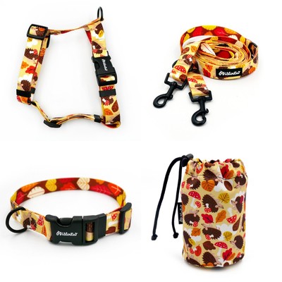 ACCESSORY KIT. Medium dog. Hedgehog Dreamer Psiakrew Series; Collar, Harness, Leash, Sachet for dog treats