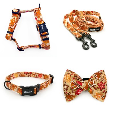 ACCESSORY KIT. Small dog. Cinnamon Gingerbread Psiakrew Series; Collar, Harness, Leash, Bow tie