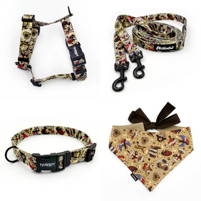 ACCESSORY KIT. Small dog. Dog Tattoo Flash Psiakrew Series; Collar, Harness, Leash, Bandana