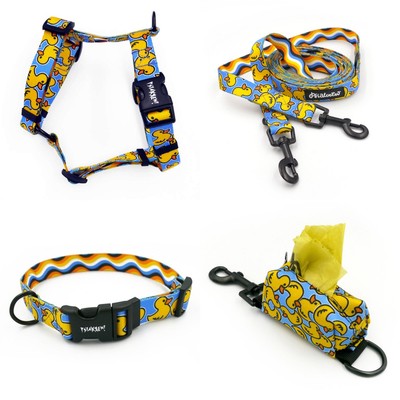 ACCESSORY KIT. Small dog. Ducky Duck Psiakrew Series; Collar, Harness, Leash, Pouch