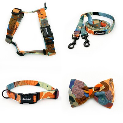 ACCESSORY KIT. Small dog. Geo Snake Psiakrew Series; Collar, Harness, Leash, Bow Tie