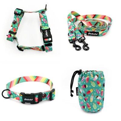 ACCESSORY KIT. Small dog. Ice Ice Baby Psiakrew Series; Collar, Harness, Leash, Sachet for dog treats