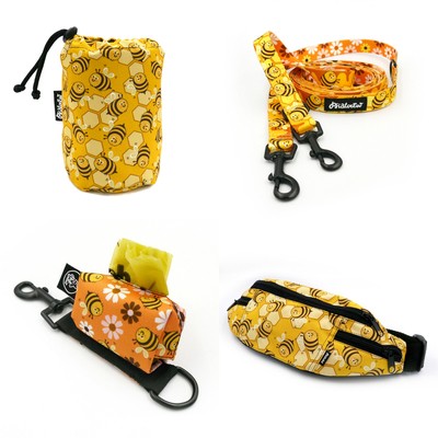 ACCESSORY KIT for a small Dog. Busy Bees Psiakrew Series; Collar, Harness, Leash, Sachet for dog treats