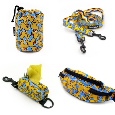 ACCESSORY KIT for a small Dog. Ducky Duck Psiakrew Series; Collar, Harness, Leash, Sachet for dog treats