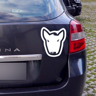 Bull Terrier Psiakrew dog car sticker for dark car bodies