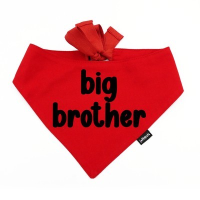 Dog Bandana BIG BROTHER Psiakrew, personalized tied handkerchief, red bandana scarf