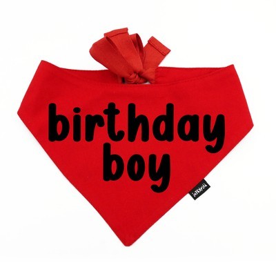Dog Bandana BIRTHDAY BOY Psiakrew, personalized tied handkerchief, red bandana scarf