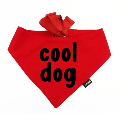 Dog Bandana COOL DOG Psiakrew, personalized tied handkerchief, red bandana scarf