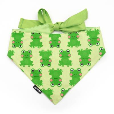 Dog Bandana Green Frogs Psiakrew handkerchief style to tie around your pet’s neck