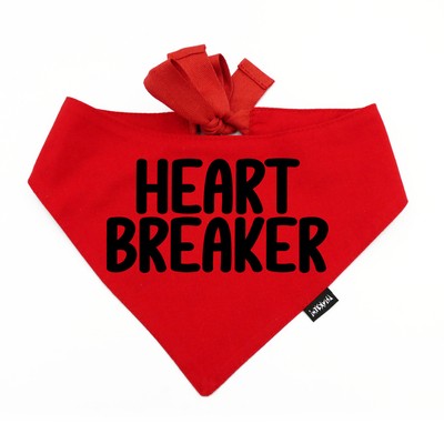 Dog Bandana HEART BREAKER Psiakrew, personalized tied handkerchief, red bandana scarf