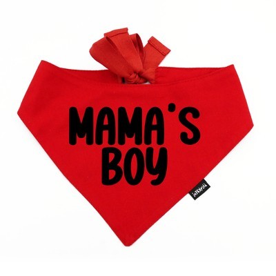 Dog Bandana MAMA'S BOY Psiakrew, personalized tied handkerchief, red bandana scarf