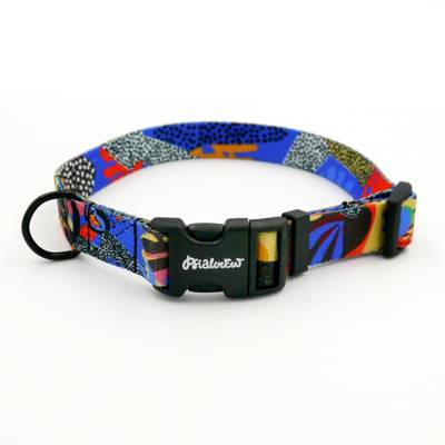 Dog Collar Colorful Thicket Psiakrew, 2 cm 0.78"  wide, for smaller dogs black extras