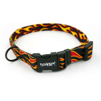 Dog Collar Psiakrew Dog On Fire, 2 cm 0.78"  wide, for smaller dogs, black extras