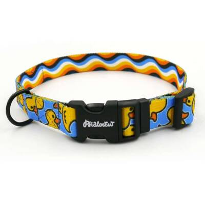 Dog Collar Psiakrew Ducky Duck, 2 cm 0.78"  wide, for smaller dogs black extras