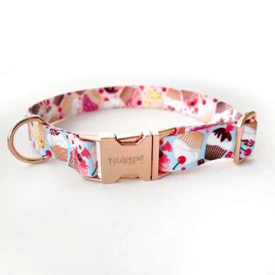 Dog Collar Psiakrew Hot Sweetness 2.5 cm 1"  wide, pink gold