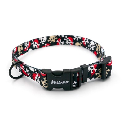 Dog Collar Psiakrew Pirates, 2 cm 0.78"  wide, for smaller dogs black extras