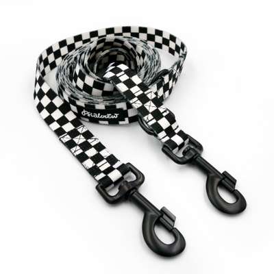 Dog Leash Checker width 2.5 cm, 1"  wide, black, big snap hook 8 cm