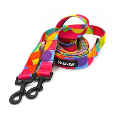 Dog Leash Kaleidoscope width 2.5 cm, 1"  wide, snap hook black 6cm