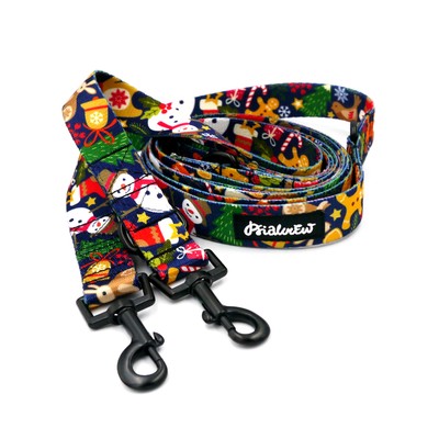 Dog Leash Winter is Coming Psiakrew width 2.5 cm, 1"  wide, snap hook black 6cm