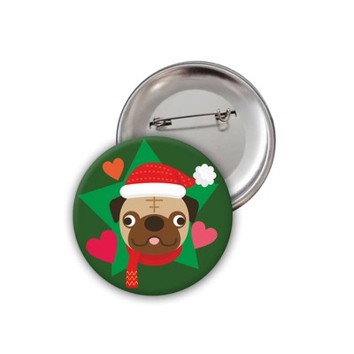 Dog Pug Christmas Badge Psiakrew Button Badzyk 25mm