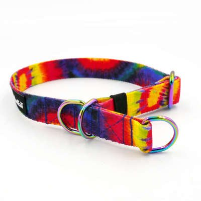 Half-choke collar Tie Dye, 2 cm wide, for small dogs, holo extras