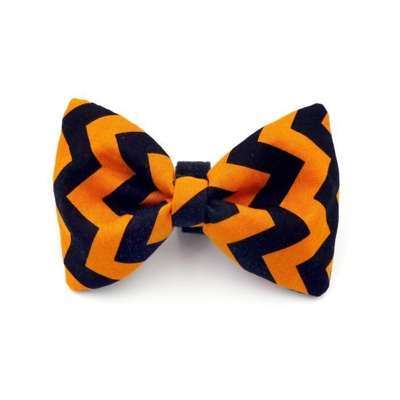 Halloween Dog Bow Tie, gift for dog, Autumn Pet Bow Tie, Bowtie, Collar Attachment, Orange ZigZag