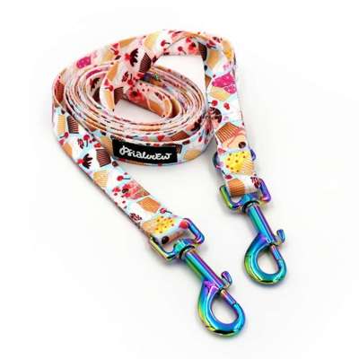 Long Dog Leash Hot Sweetness width 2 cm (0.78")  wide, Holo  petrol effect snap hook 7 cm