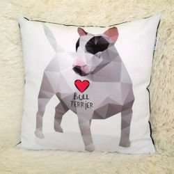 Bull Terrier Pillow Decorative Bully Geometric Dog Łatka, Psiakrew