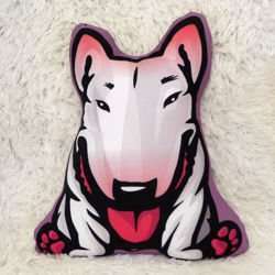 Bull Terrier Pillow Decorative Dog Cushion White Bully cuddly mascot