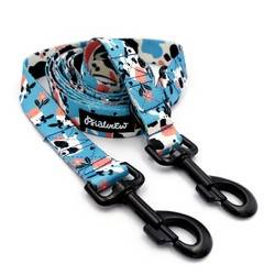 Dog Leash Spotted Cow width 2.5 cm, 1"  wide, snap hook black 8cm