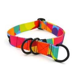 Halb-Klemmhalsband Kaleidoskop Psiakrew  , 2,5 cm breit, für mittelgroße und größere Hunde, Schwarz-Beschläge, Psiakrew