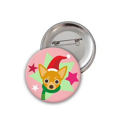 Hund Chihuahua Weihnachtsabzeichen Psiakrew Button Badzyk 25mm