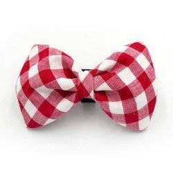 Red and white Vichy pattern Dog Bow Tie Pet Bow Tie, Bowtie, Collar Attachment